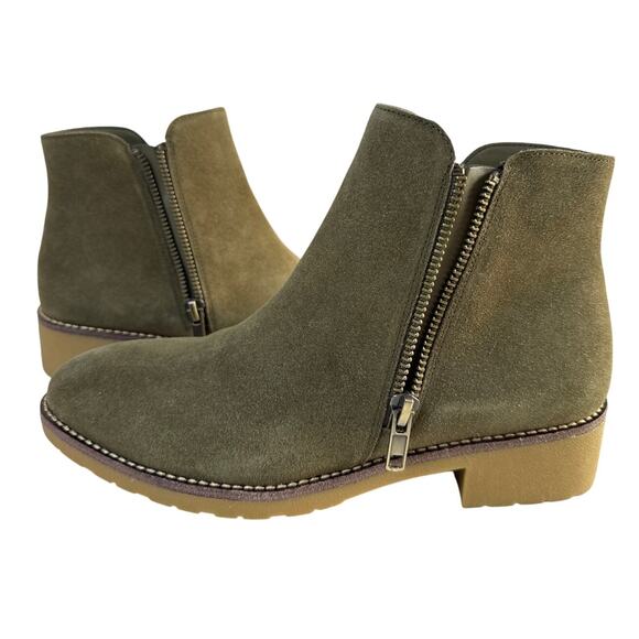 VANELi Ankle Boots Hadia Womens 7.5 Suede Khaki Nival Double Side Zip 311539 - Picture 10 of 12